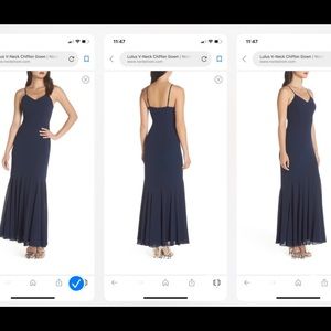 Lulus v-neck chiffon gown navy